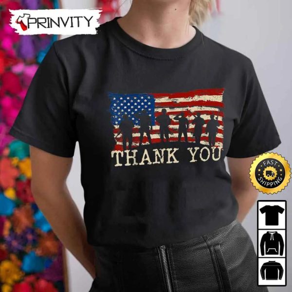 Thank You Veteran Hero Happy Veterans Day Hoodie, 4Th Of July, Thank You For Your Service Patriotic Veterans Day, Unisex Sweatshirt, T-Shirt, Long Sleeve – Prinvirty