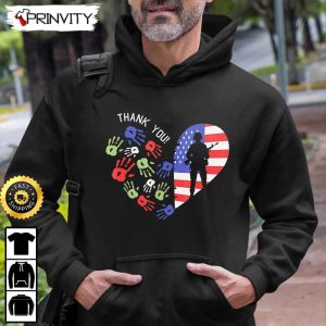 Thank You Veterans Day American Flag Heart Military Army Hoodie 4th of July Thank You For Your Service Patriotic Veterans Day Unisex Sweatshirt T Shirt Prinvity 1