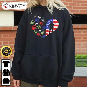Thank You Veterans Day American Flag Heart Military Army Hoodie 4th of July Thank You For Your Service Patriotic Veterans Day Unisex Sweatshirt T Shirt Prinvity 5