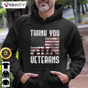 Thank You Veterans Flag United States Hoodie 4th of July Thank You For Your Service Patriotic Veterans Day Unisex Sweatshirt T Shirt Long Sleeve Prinvity 1