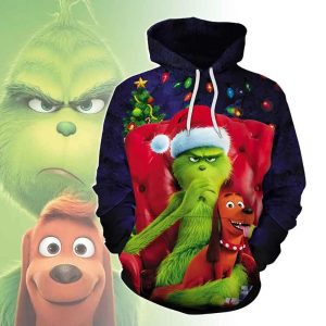 The Grinch And Max Dog Christmas Unique 2022 3D Hoodie All Over Printed, The Grinch Movie, The Grinch Stole Christmas, Gift For Christmas, Happy Holiday – Prinvity