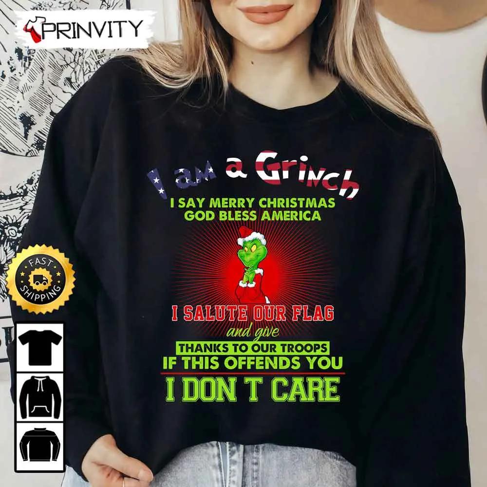 Grinch Americana I Salute Our Flag Sweatshirt, Merry Grinch Mas, Best Christmas Gifts For 2022, Happy Holiday, Unisex Hoodie, T-Shirt, Long Sleeve, Tank Top - Prinvity