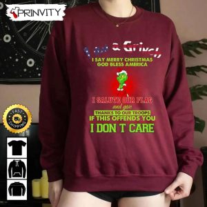 Grinch Americana I Salute Our Flag Sweatshirt, Merry Grinch Mas, Best Christmas Gifts For 2022, Happy Holiday, Unisex Hoodie, T-Shirt, Long Sleeve, Tank Top – Prinvity