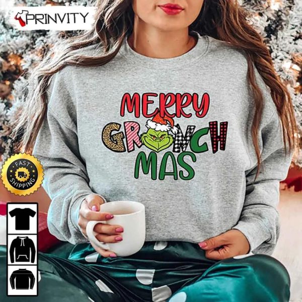 The Grinch Christmas Sweatshirt, Merry Grinch Mas, Best Christmas Gifts For 2022, Happy Holiday, Unisex Hoodie, T-Shirt, Long Sleeve, Tank Top – Prinvity
