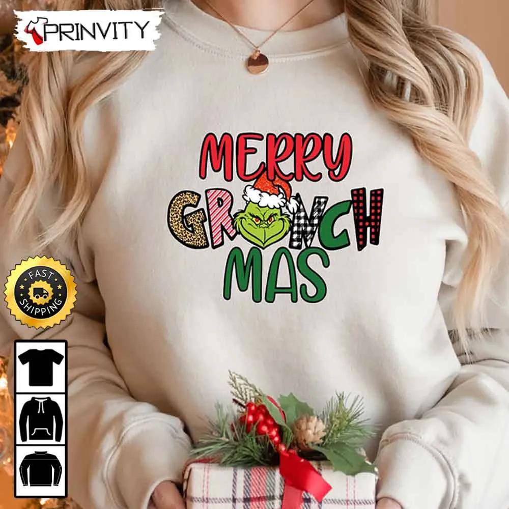 The Grinch Christmas Sweatshirt, Merry Grinch Mas, Best Christmas Gifts For 2022, Happy Holiday, Unisex Hoodie, T-Shirt, Long Sleeve, Tank Top - Prinvity