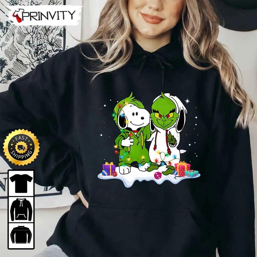The Grinch Christmas Friend Snoopy Sweatshirt, Merry Grinch Xmas, Best Christmas Gifts For 2022, Unisex Hoodie, T-Shirt, Long Sleeve - Prinvity