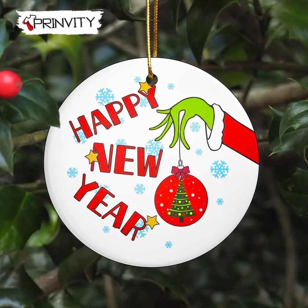 The Grinch Christmas Happy New Year 2023 Ornaments Ceramic, Best Christmas Gifts For 2022, Merry Christmas, Happy Holidays - Prinvity