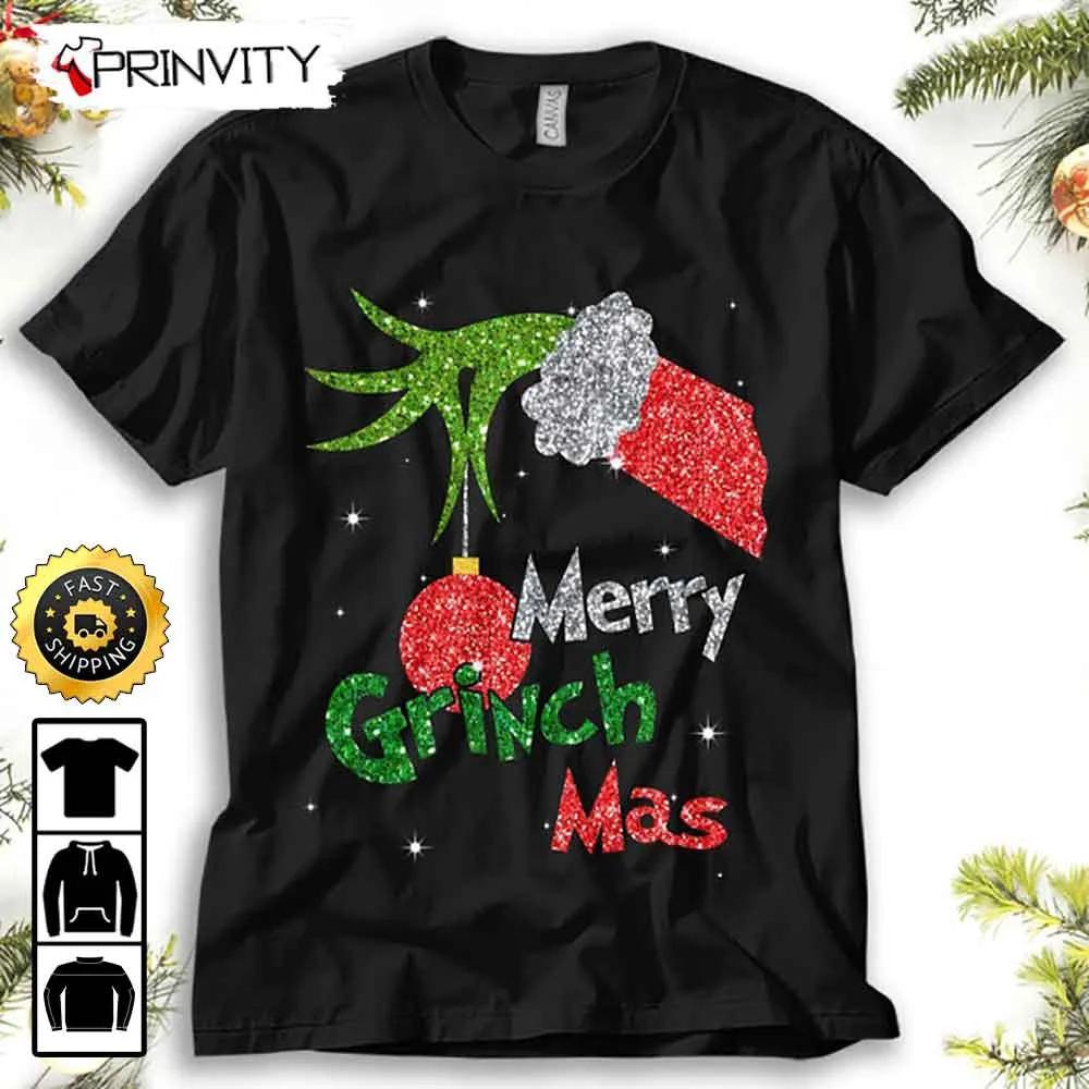 Merry Grinch Mas Sweatshirt, Merry Grinch Stole Xmas, Best Christmas Gifts For 2022, Unisex Hoodie, T-Shirt, Long Sleeve - Prinvity