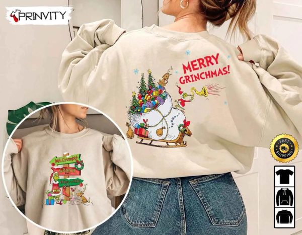 The Grinch Christmas Sweatshirt, Mt.Crumpit, Who-Ville, Grinch Road, Grinch Whoville Stole Xmas, Best Christmas Gifts For 2022, Unisex Hoodie, T-Shirt, Long Sleeve – Prinvity