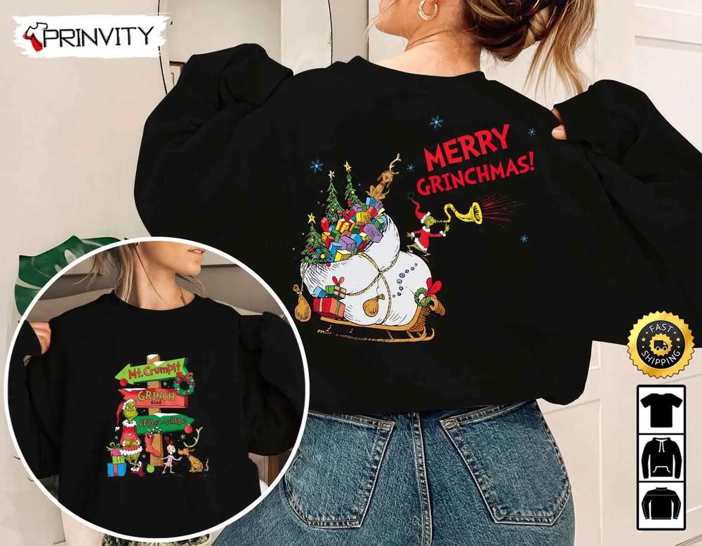 The Grinch Christmas Sweatshirt, Mt.Crumpit, Who-Ville, Grinch Road, Grinch Whoville Stole Xmas, Best Christmas Gifts For 2022, Unisex Hoodie, T-Shirt, Long Sleeve - Prinvity