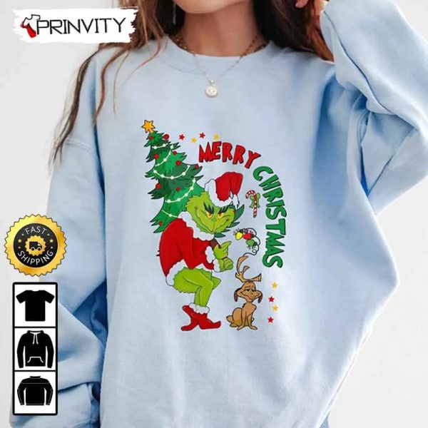 Merry Grinch Christmas Sweatshirt, Grinch Whoville Stole Xmas, Best Christmas Gifts For 2022, Unisex Hoodie, T-Shirt, Long Sleeve – Prinvity