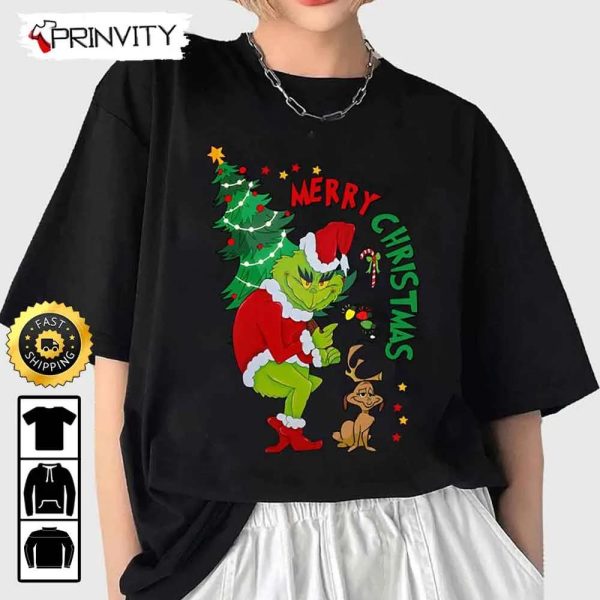 Merry Grinch Christmas Sweatshirt, Grinch Whoville Stole Xmas, Best Christmas Gifts For 2022, Unisex Hoodie, T-Shirt, Long Sleeve – Prinvity