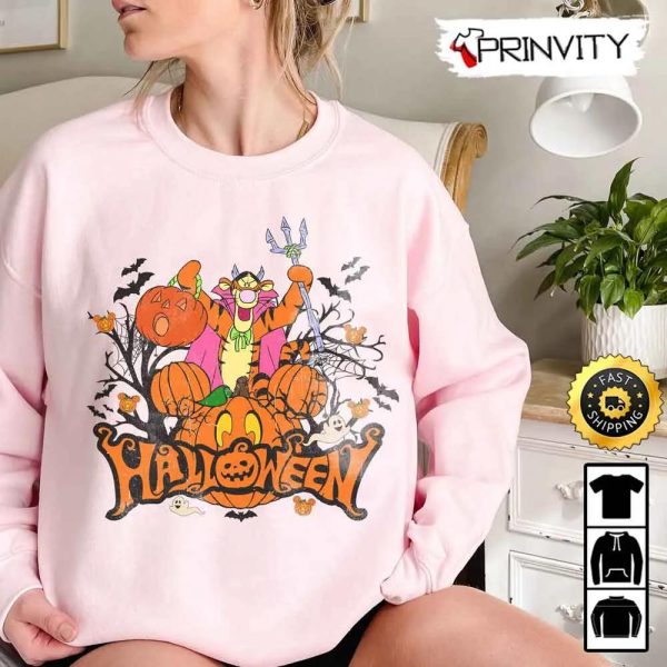 Tigger Winnie The Pooh Characters Disney Halloween Pumpkin Sweatshirt, Walt Disney, Gift For Halloween, Unisex Hoodie, T-Shirt, Long Sleeve – Prinvity