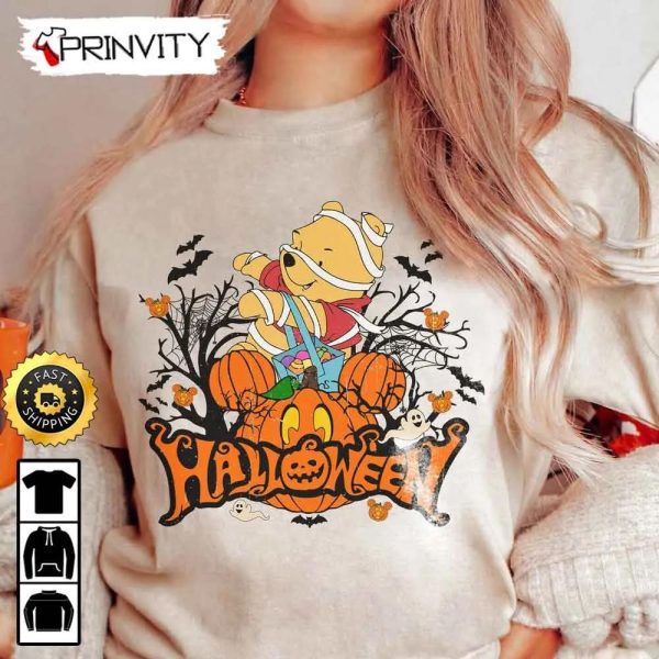Winnie The Pooh Characters Halloween Pumpkin Boo Crew Sweatshirt, Walt Disney, Gift For Halloween, Unisex Hoodie, T-Shirt, Long Sleeve – Prinvity