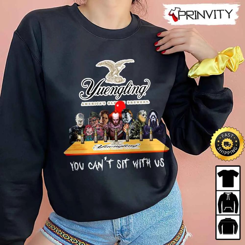 Yuengling Beer Horror Movies Halloween Sweatshirt, You Can't Sit With Us, International Beer Day, Gift For Halloween, Unisex Hoodie, T-Shirt, Long Sleeve - Prinvity