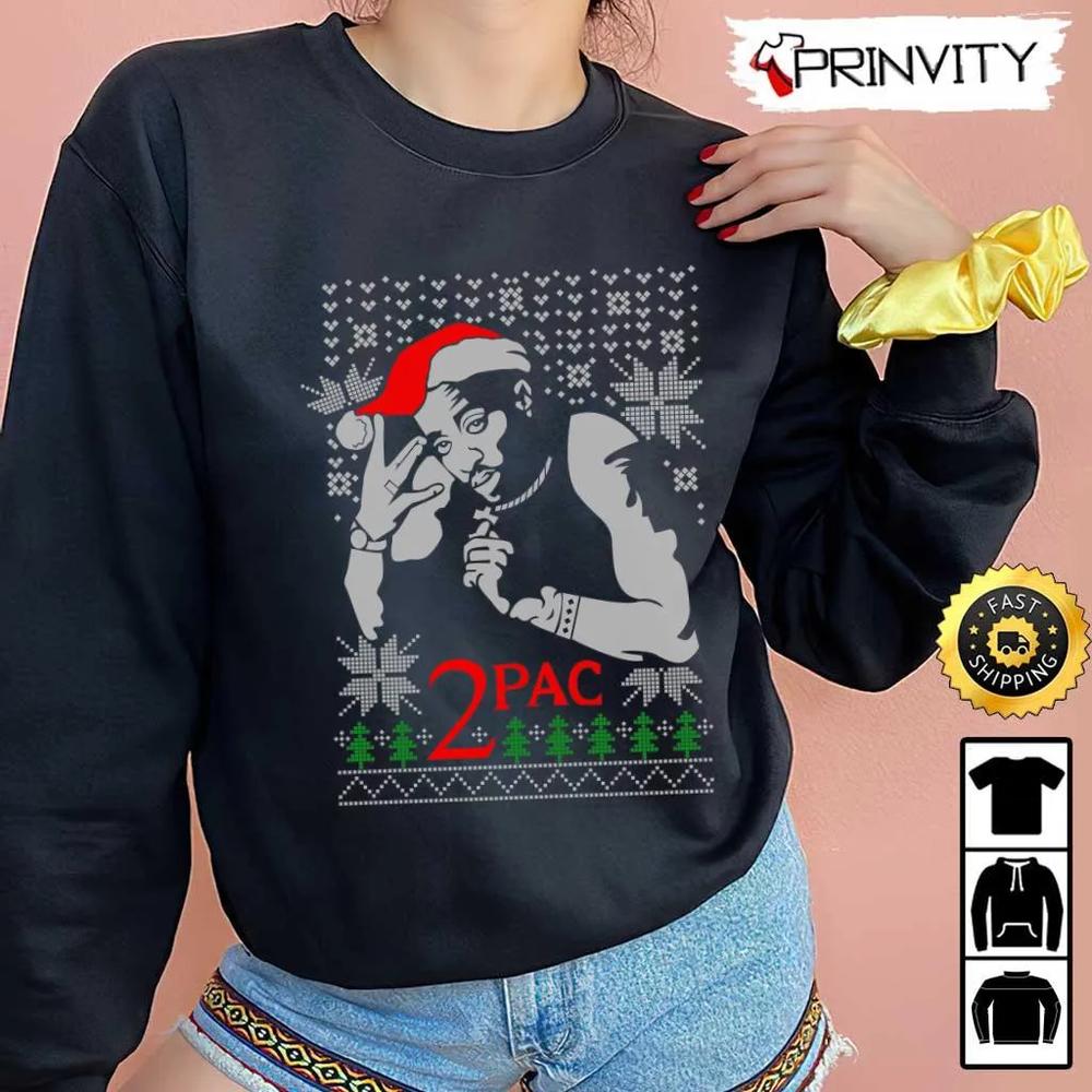2 Pac Navidad Christmas Sweatshirt, Best Christmas Gift For 2022, Merry Christmas, Happy Holidays, Unisex Hoodie, T-Shirt, Long Sleeve - Prinvity