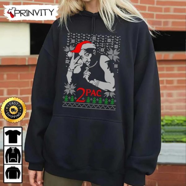 2 Pac Navidad Christmas Sweatshirt, Best Christmas Gift For 2022, Merry Christmas, Happy Holidays, Unisex Hoodie, T-Shirt, Long Sleeve – Prinvity
