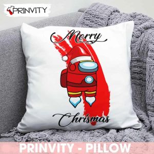 Among Us Merry Christmas Pillow, Best Christmas Gifts 2022, Happy Holidays, Size 14”x14”, 16”x16”, 18”x18”, 20”x20” – Prinvity