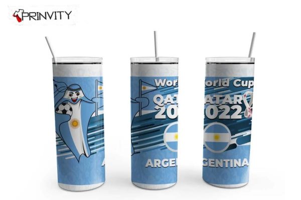 Argentina World Cup Qatar 2022 20oz Skinny Tumbler, Best Christmas Gifts For 2022- Prinvity