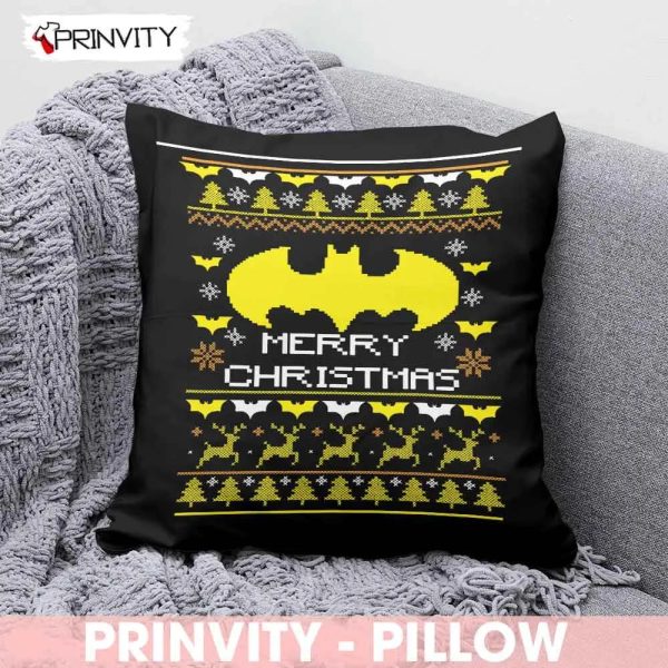 Batman Mery Christmas Pillow, Dc Comics, Best Christmas Gifts 2022, Happy Holidays, Size 14”x14”, 16”x16”, 18”x18”, 20”x20” – Prinvity