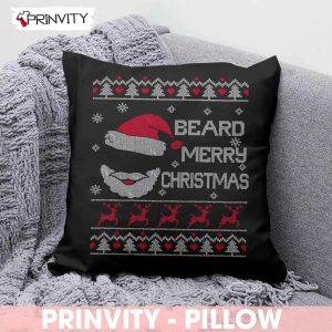 Beard Santa Merry Christmas Pillow, Best Christmas Gifts For 2022, Merry Christmas, Happy Holidays, Size 14''x14'', 16''x16'', 18''x18'', 20''x20' - Prinvity