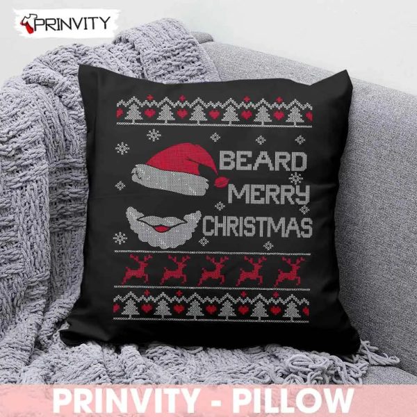 Beard Merry Christmas Santa Pillow, Best Christmas Gifts For 2022, Merry Christmas, Happy Holidays, Size 14”x14”, 16”x16”, 18”x18”, 20”x20′ – Prinvity
