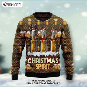 Beers Christmas Spirit Ugly Christmas Sweater, Faux Wool Sweater, International Beer Day, Gifts For Beer Lovers, Best Christmas Gifts For 2022 – Prinvity