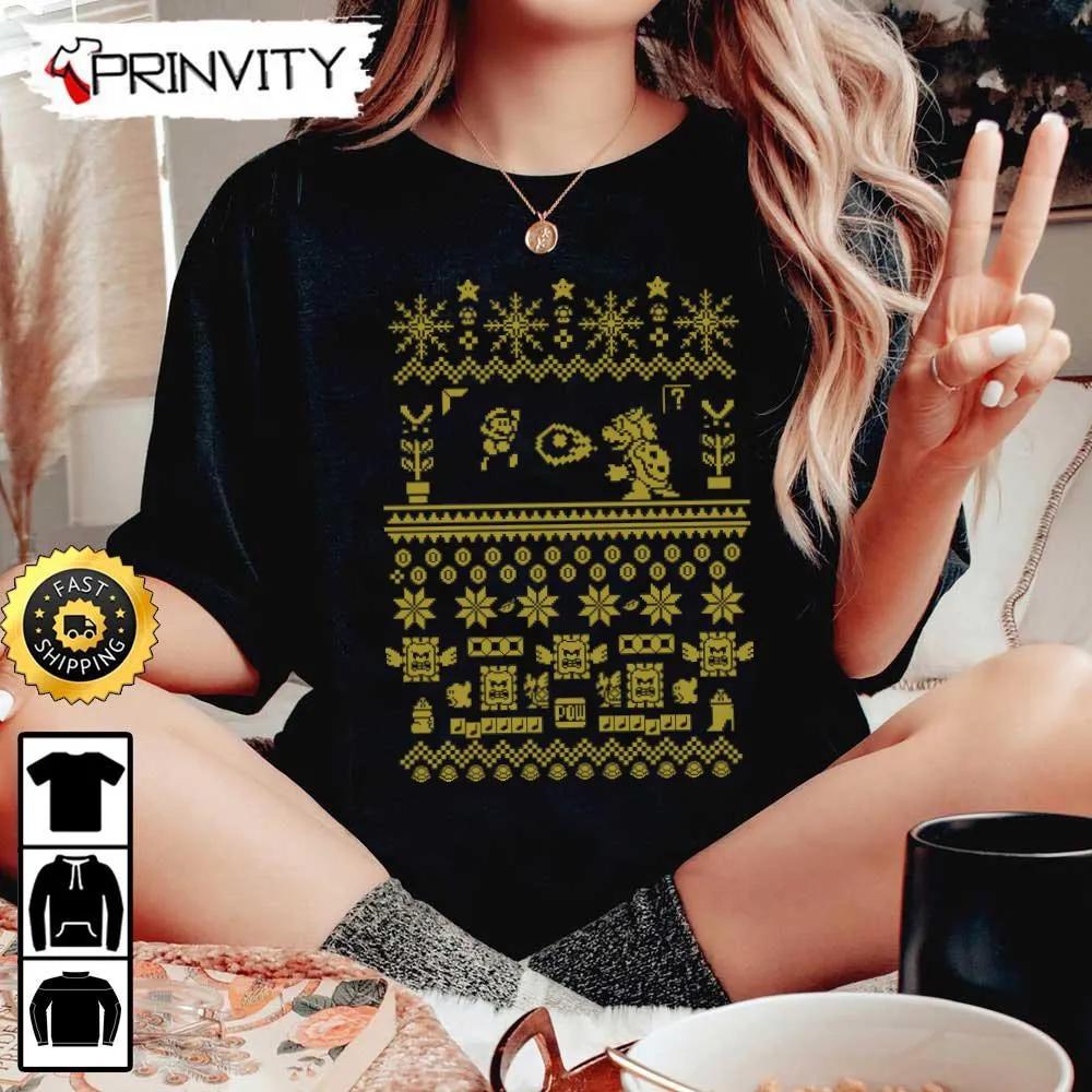 Best Christmas Gift For Mario Game Fans Christmas Sweatshirt, Merry Christmas, Happy Holidays, Unisex Hoodie, T-Shirt, Long Sleeve - Prinvity