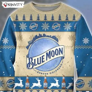 Blue Moon Ugly Christmas Sweater, Faux Wool Sweater, International Beer Day, Gifts For Beer Lovers, Best Christmas Gifts For 2022 - Prinvity