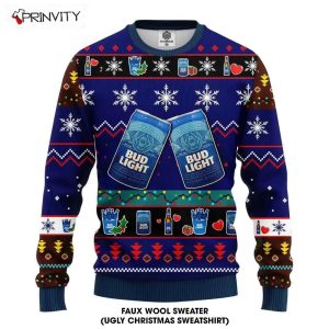 Bud Light Beer Ugly Christmas Sweater, Faux Wool Sweater, Gifts For Beer Lovers, International Beer Day, Best Christmas Gifts For 2022 - Prinvity