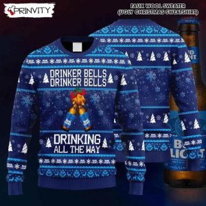 Bud Light Drinker Bells Drinking All The Way Christmas Ugly Sweater, Busch Light Ugly Sweater, Ugly Christmas Sweater, Gift For Christmas