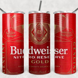 Budweiser Nitro Reserve Gold Beer 20oz Skinny Tumbler, Best Christmas Gifts For 2022- Prinvity