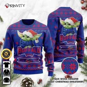Buffalo Bills Baby Yoda Ugly Christmas Sweater, Faux Wool Sweater, National Football League, Gifts For Fans Football NFL, Football 3D Ugly Sweater - Prinvity