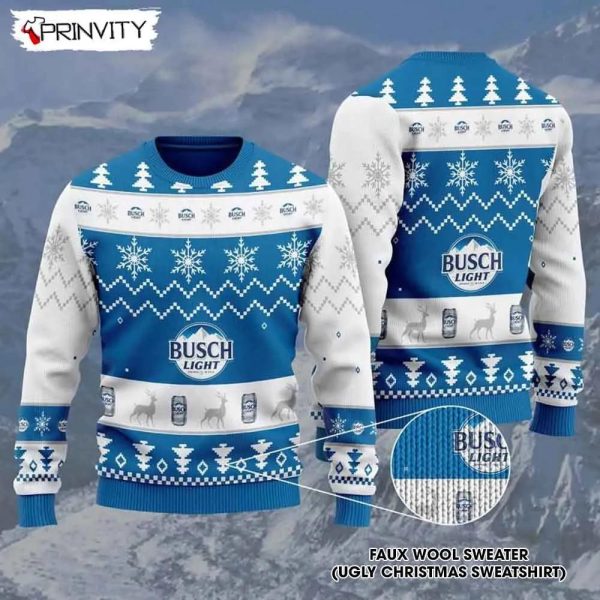 Busch Light Beer Aop Knitted Ugly Christmas Sweater, Faux Wool Sweater, Gifts For Beer Lovers, International Beer Day, Best Christmas Gifts For 2022 – Prinvity