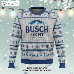 Busch Light Beer Christmas Ugly Sweater, Faux Wool Sweater, International Beer Day, Gifts For Beer Lovers, Best Christmas Gifts For 2022 - Prinvity
