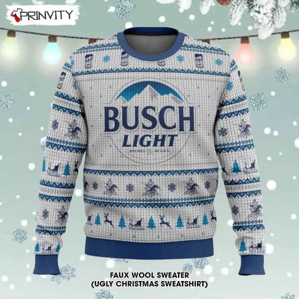 Busch Light Beer Christmas Ugly Sweater, Faux Wool Sweater, International Beer Day, Gifts For Beer Lovers, Best Christmas Gifts For 2022 – Prinvity