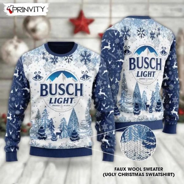 Busch Light Beer Knitted Ugly Christmas Sweater, Faux Wool Sweater, Gifts For Beer Lovers, International Beer Day, Best Christmas Gifts For 2022 – Prinvity