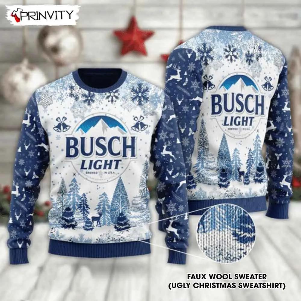 Busch Light Beer Knitted Ugly Christmas Sweater, Faux Wool Sweater, Gifts For Beer Lovers, International Beer Day, Best Christmas Gifts For 2022 - Prinvity