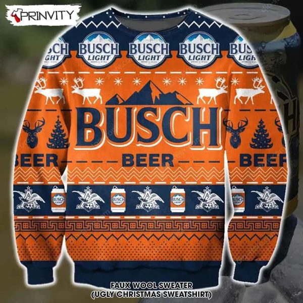 Busch Light Beer Orange Ugly Christmas Sweater, Faux Wool Sweater, Gifts For Beer Lovers, International Beer Day, Best Christmas Gifts For 2022 – Prinvity