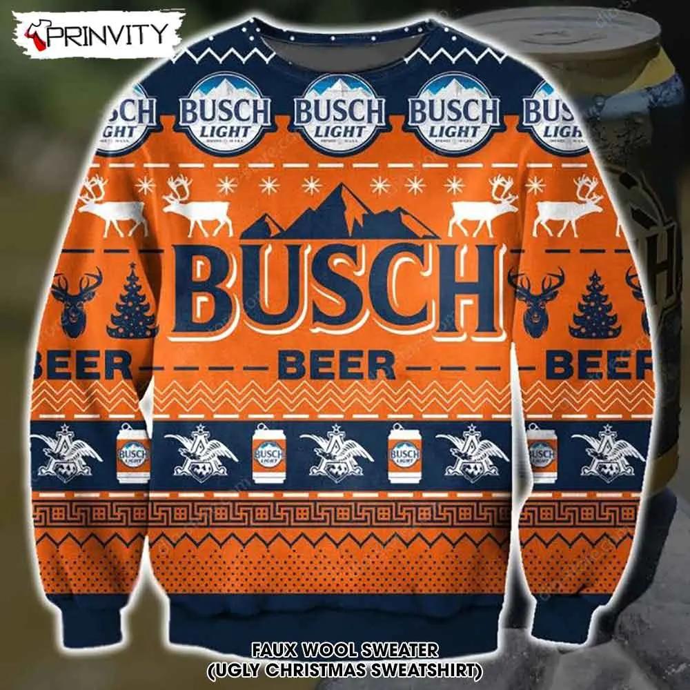 Busch Light Beer Orange Ugly Christmas Sweater, Faux Wool Sweater, Gifts For Beer Lovers, International Beer Day, Best Christmas Gifts For 2022 - Prinvity