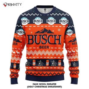 Busch Light Beer Ugly Christmas Sweater, Faux Wool Sweater, Gifts For Beer Lovers, International Beer Day, Best Christmas Gifts For 2022 - Prinvity