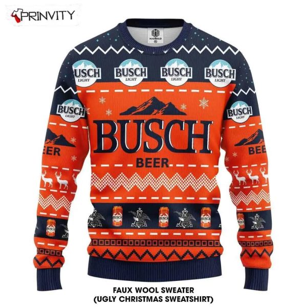 Busch Light Beer Ugly Christmas Sweater, Faux Wool Sweater, Gifts For Beer Lovers, International Beer Day, Best Christmas Gifts For 2022 – Prinvity