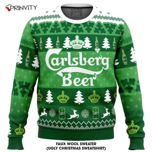Carlsberg Beer Ugly Christmas Sweater, Faux Wool Sweater, International Beer Day, Gifts For Beer Lovers, Best Christmas Gifts For 2022 – Prinvity