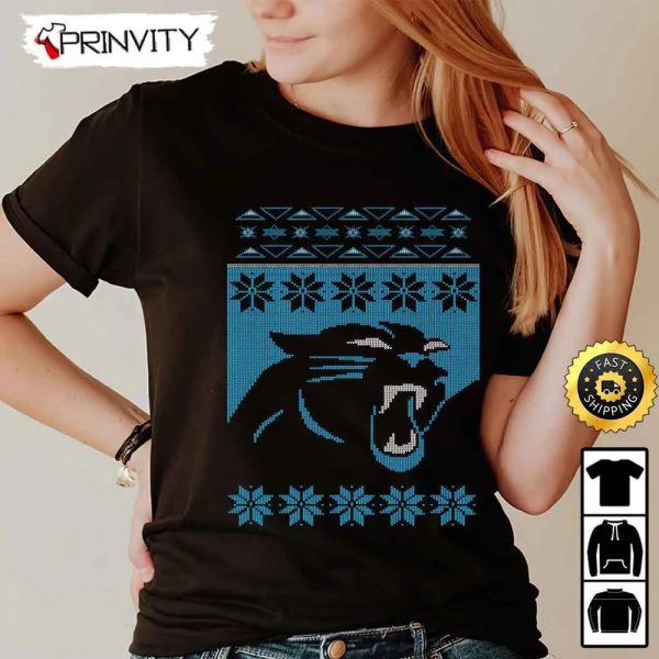 Carolina Panthers NFL Ugly Christmas T-Shirt, National Football League, Best Christmas Gifts For Fans, Unisex Hoodie, Sweatshirt, Long Sleeve – Prinvity