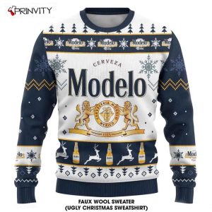 Cerveceria Modelo Beer Ugly Christmas Sweater, Faux Wool Sweater, Gifts For Beer Lovers, International Beer Day, Best Christmas Gifts For 2022 - Prinvity