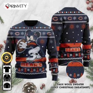 Chicago Bears Mickey Mouse Disney Ugly Christmas Sweater, Faux Wool Sweater, National Football League, Gifts For Fans Football NFL, Football 3D Ugly Sweater – Prinvity