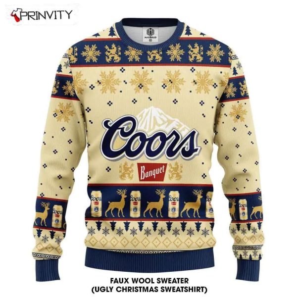 Coors Banquet Beer Ugly Christmas Sweater, Faux Wool Sweater, International Beer Day, Gifts For Beer Lovers, Best Christmas Gifts For 2022 – Prinvity