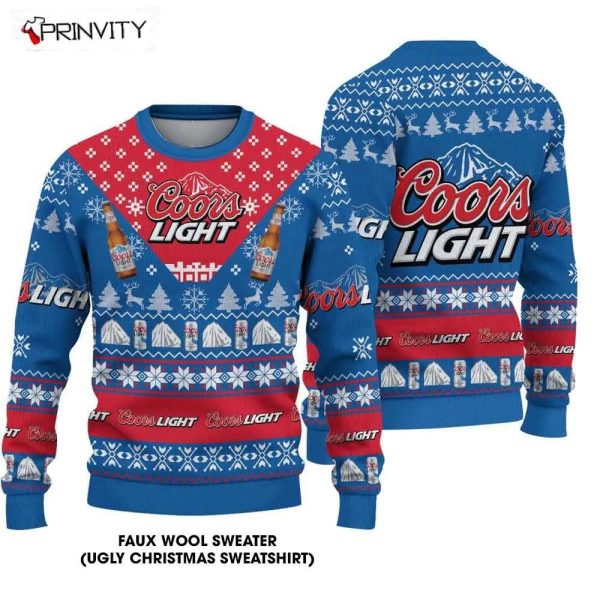 Coors Light Beer Blue Ugly Christmas Sweater, Faux Wool Sweater, International Beer Day, Gifts For Beer Lovers, Best Christmas Gifts For 2022 – Prinvity
