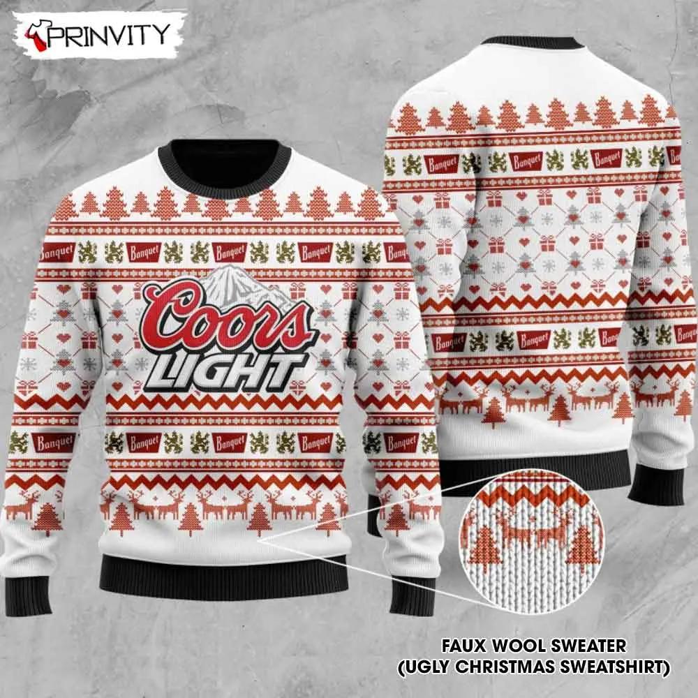 Coors Light Beer Christmas Ugly Sweater, Faux Wool Sweater, Gifts For Beer Lovers, International Beer Day, Best Christmas Gifts For 2022 - Prinvity