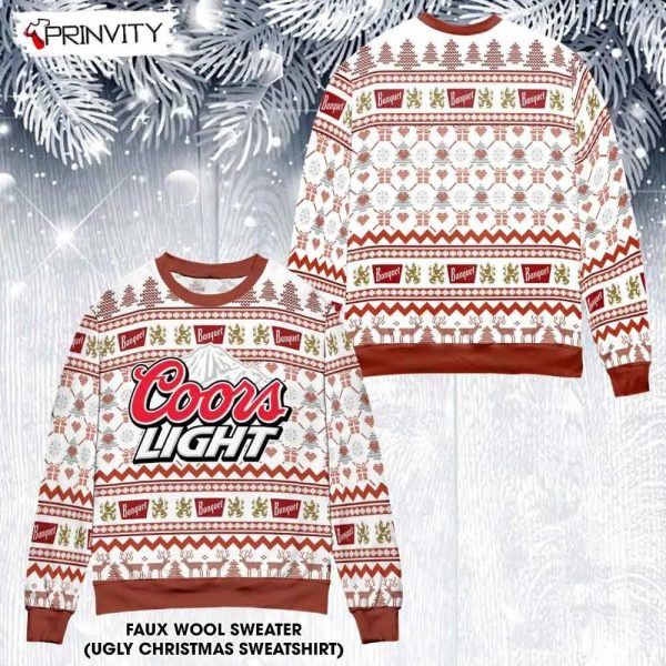 Coors Light Beer Ugly Christmas Sweater, Faux Wool Sweater, Gifts For Beer Lovers, International Beer Day, Best Christmas Gifts For 2022 – Prinvity